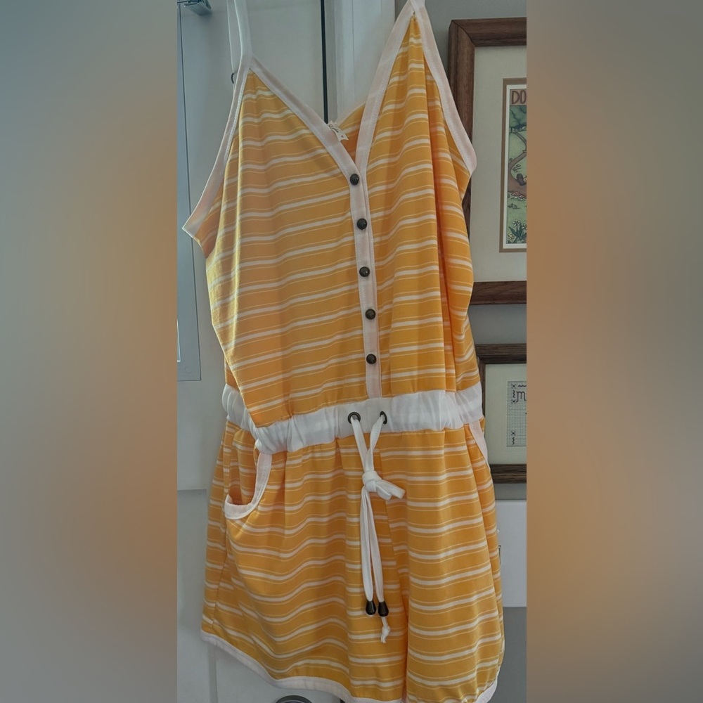 Love Nation Yellow Striped Romper Fun Summer Vibes